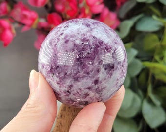 Sparkling Lepidolite Sphere in Quartz with Mica - Purple Mica Sphere - Healing Crystal