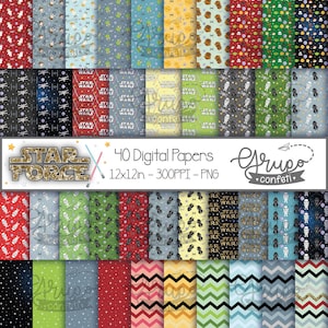 Star Force Digital Papers, Digital Download, Star Wars Movie, Seamless patterns, Star Wars