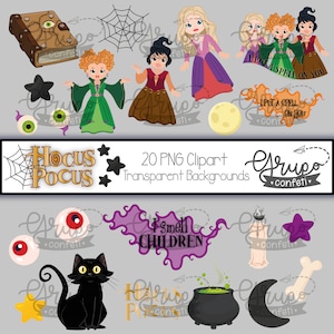 Hocus Pocus Clipart, Digital Download, Clipart Cartoon, Hocus Pocus movie, Sarah, Mary, Winifred, Binx