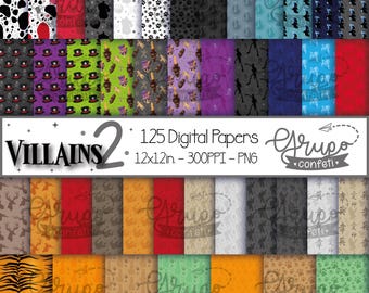 Villains 2 Digital Papers, Digital Download, Cruella de Vil, Dr. Facilier, Gaston, Hades, Lady Tremaine, Shan Yu, Shere Khan