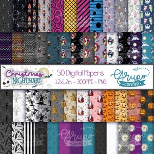 Christmas Nightmare Digital Papers, Digital Download, Seamless patterns