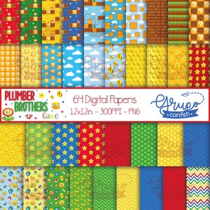 Documenti digitali del gioco Plumber Brothers, modelli senza soluzione del film Plumber Brothers, download digitale, ispirati a Mario Bros.