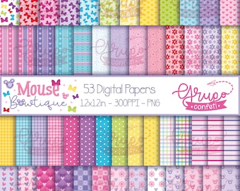 Mouse Boutique Digital Papers, Digital Download, Seamless patterns, Minnie Mouse and Daisy Duck Boutique digital papers