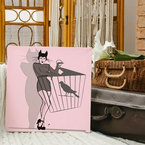 Vintage Cat and Bird Printable