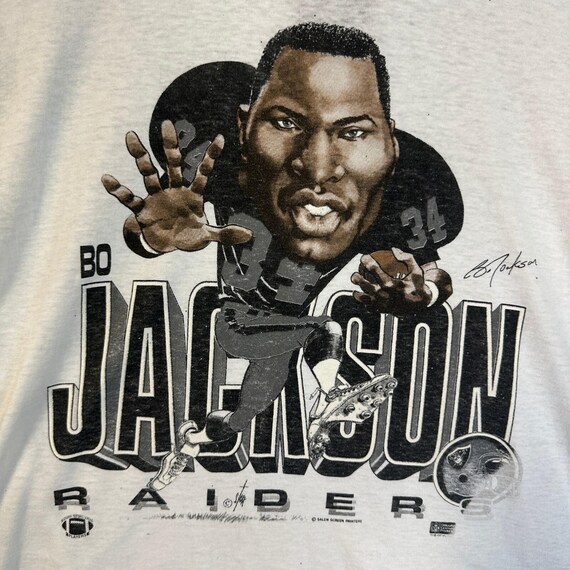 90s USA製 SALEM ボー・ジャクソン RAIDERS レイダース 野球 アメフト スウェット トレーナー 白 古着 ヴィンテージ 90s Bo Jackson RAIDERS VINTAGE TEE