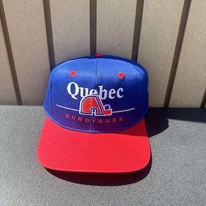 Quebec Nordiques Hat Cap Snap Back Blue Red NHL Hockey Mens One Size Twins