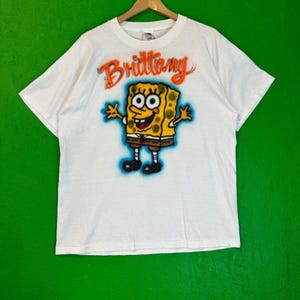 スポンジボブ スクエアパンツ Tシャツ 名前 ブリタニー エアブラシ サイズ L ヴィンテージ