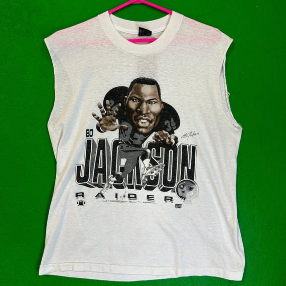 90s USA製 SALEM ボー・ジャクソン RAIDERS レイダース 野球 アメフト スウェット トレーナー 白 古着 ヴィンテージ 90s Bo Jackson RAIDERS VINTAGE TEE