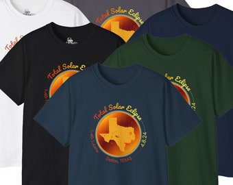 Dallas Texas Total Solar Eclipse Shirt American Solar Event 4.8.24 Texas Shirt Eclipse Path of Totality T-Shirt Custom City/State/Time Tee