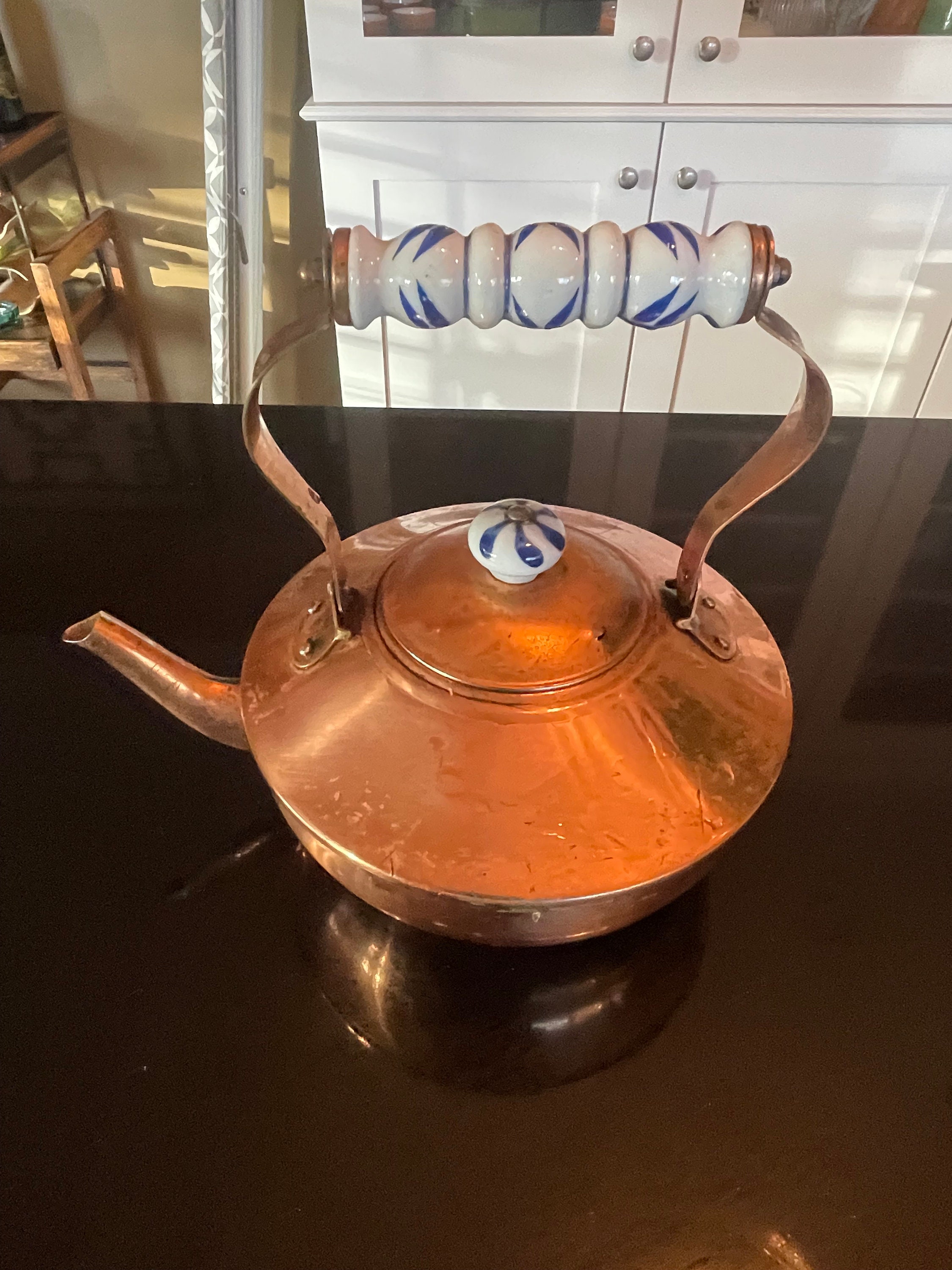 Vintage Korea Benjamin Medwin Inc Copper Teapot With Porcelain