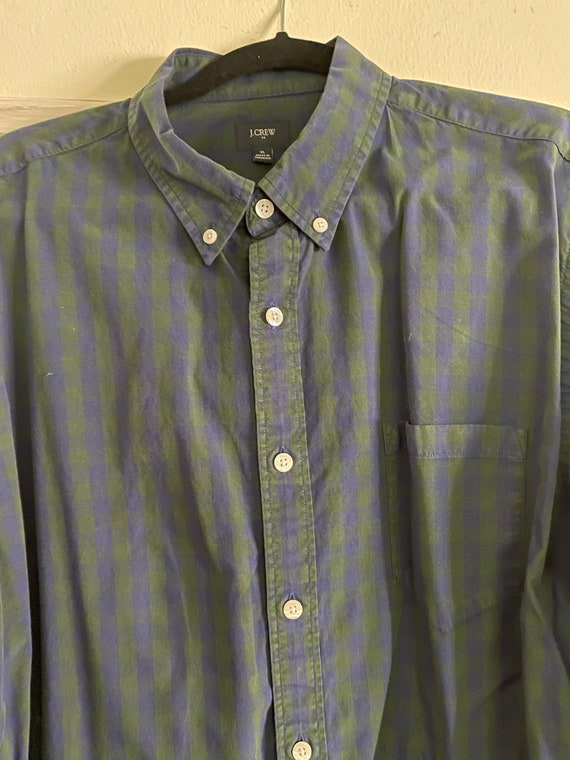 J CREW Men’s Green and Blue Checked Button Down S… - image 3