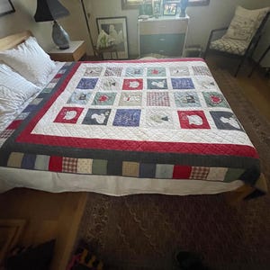 Vintage 1980's Charming Teddy Bear Applique Patchwork Quilt