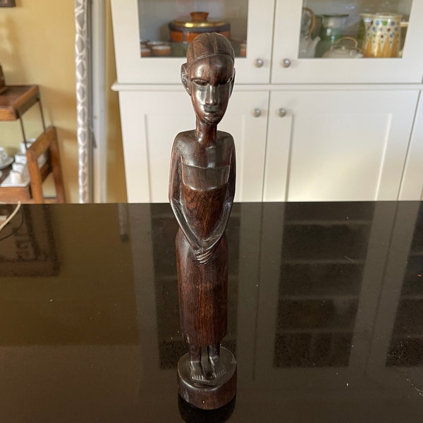 Ebony Wood Hand Carving African Woman Statue Figurine