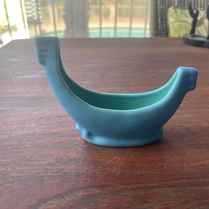 Art Deco Van Briggle Pottery Ming Blue Matte Glaze Gondola Boat Planter Vase