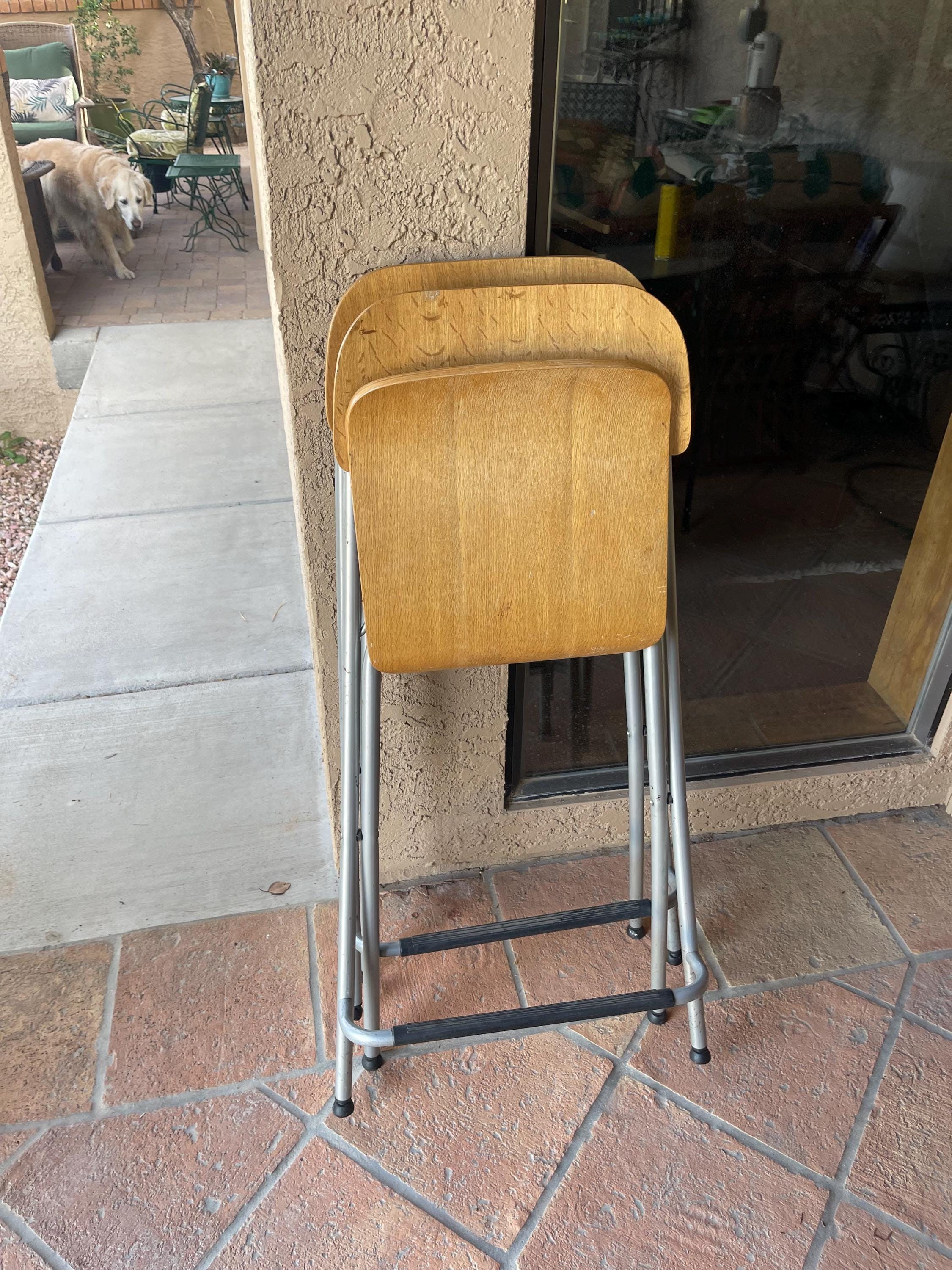 Vintage IKEA Franklin Industrial Beechwood Folding Counter Chairs