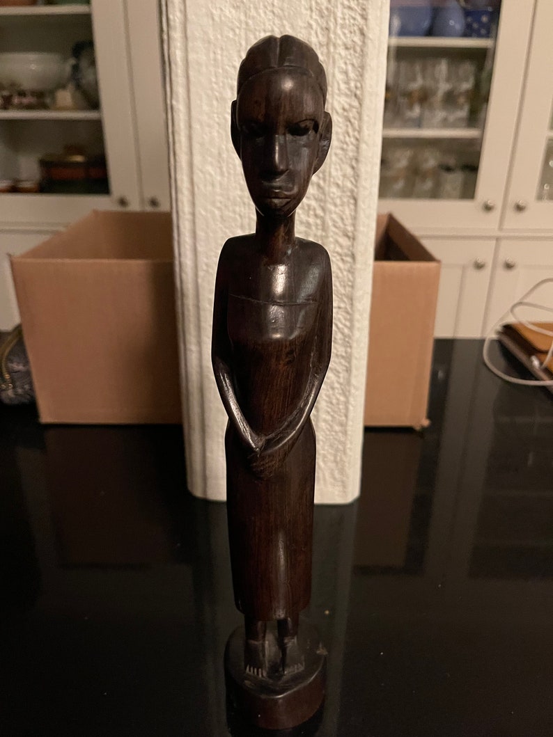 Ebony Wood Hand Carving African Woman Statue Figurine Etsy