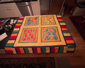 Folk Art Handmade Geometrische Design Quilt