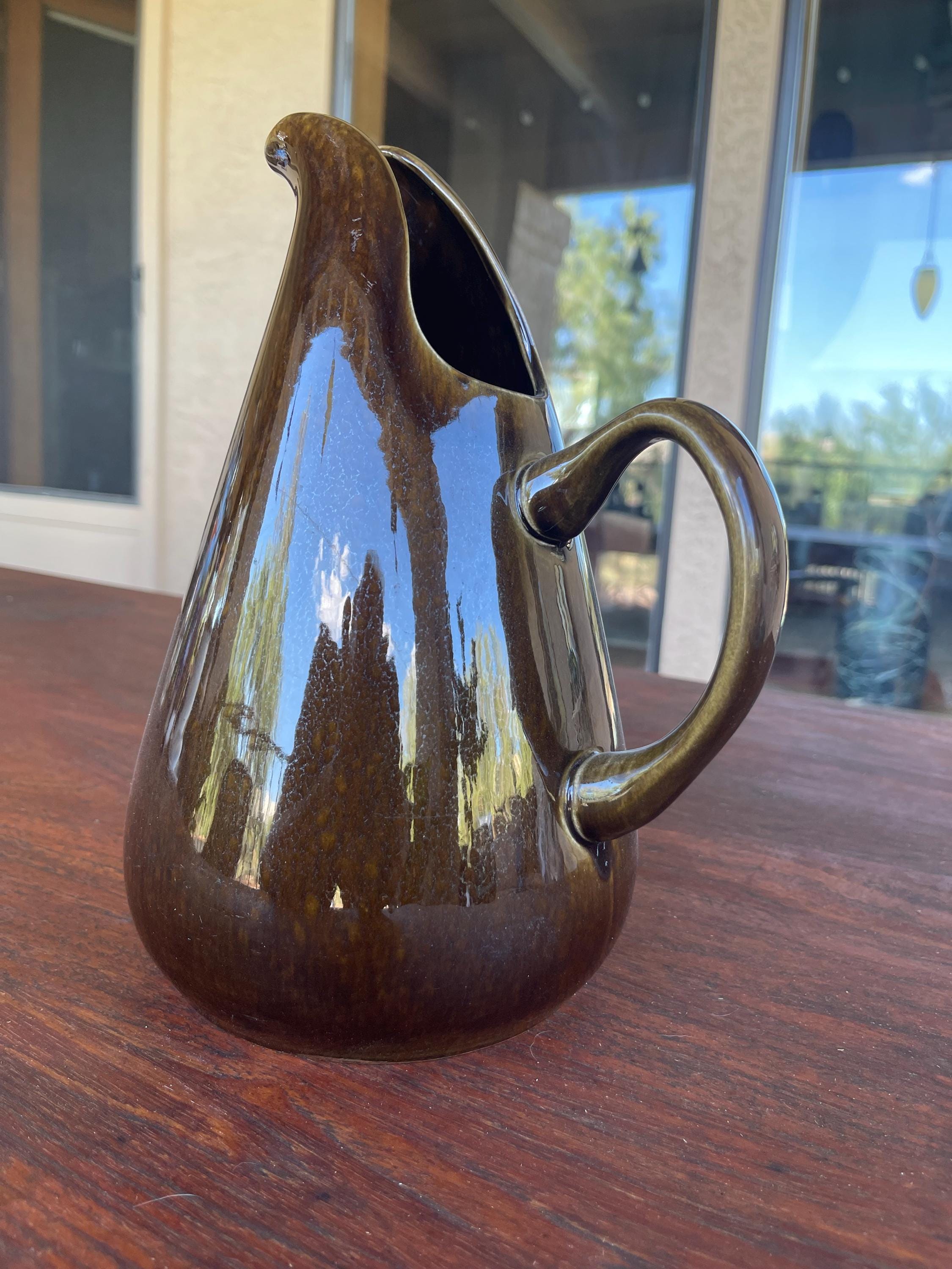 Russel Wright Steubenville American Modern Pitcher in Brown Glaze