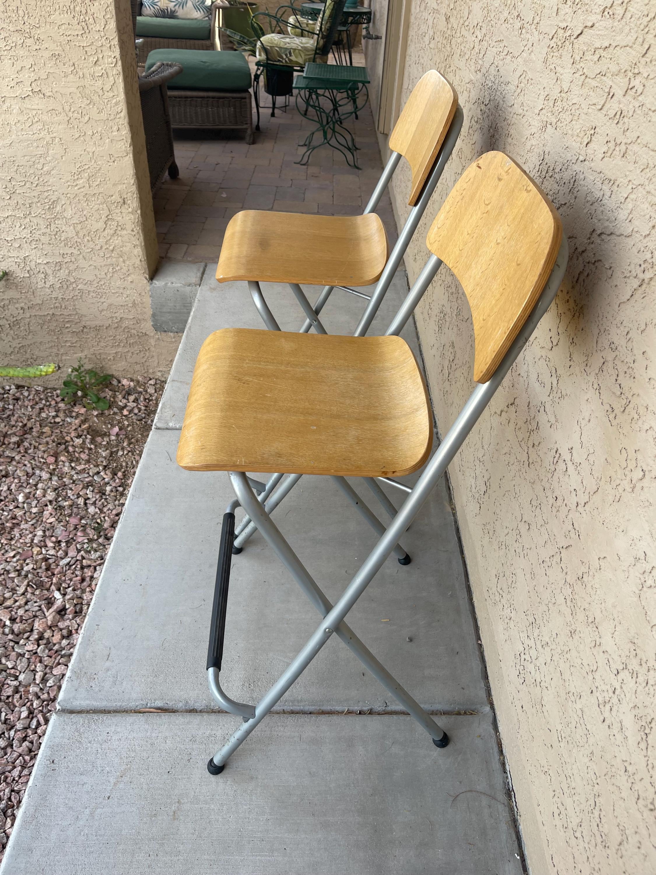 Vintage IKEA Franklin Industrial Beechwood Folding Counter Chairs