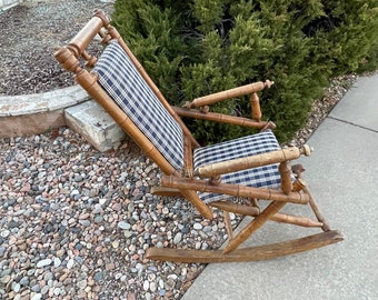 Antique Stick & Ball Spindle Walnut Rocking Chair