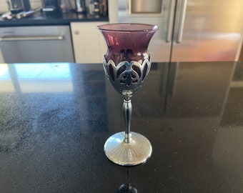 Art Deco Faberware Chrome & Amethyst Wine Goblet