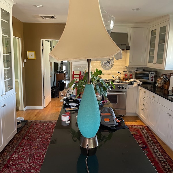 Mid Century Aqua Blue Fat Lava Lamp - 27.5"