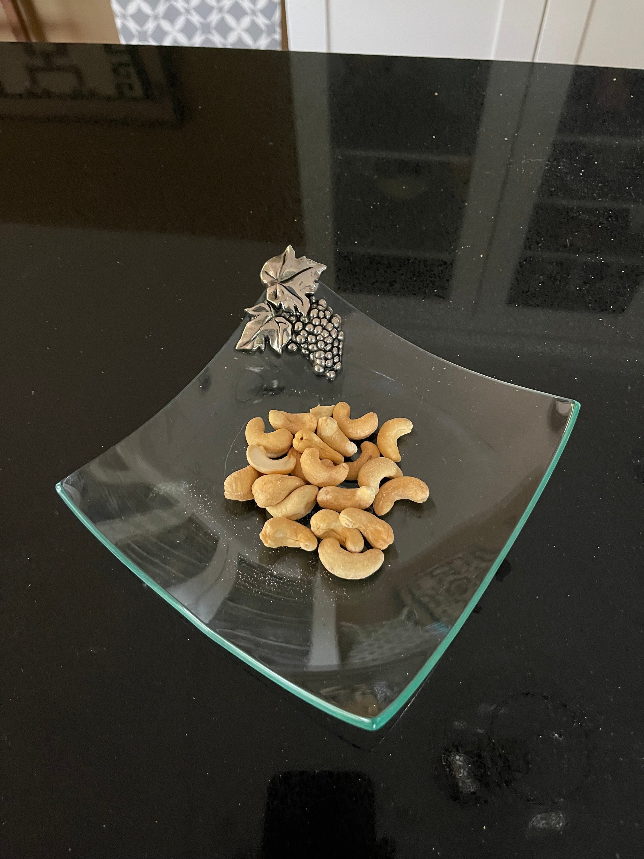 Mid Century Annieglass Style Square Curved Nut Dish With  Annieglass Fir Small Plate main image 0