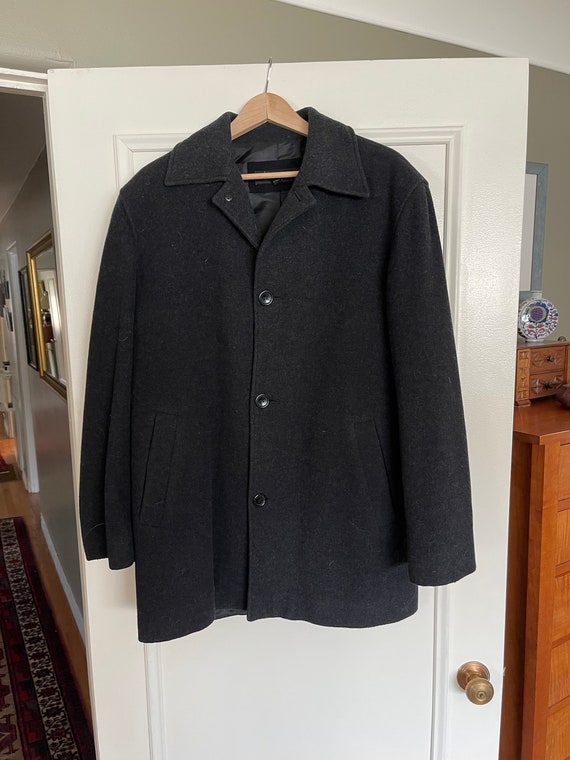 Mens Kenneth Cole Dark Gray Wool Cashmere Top Coat