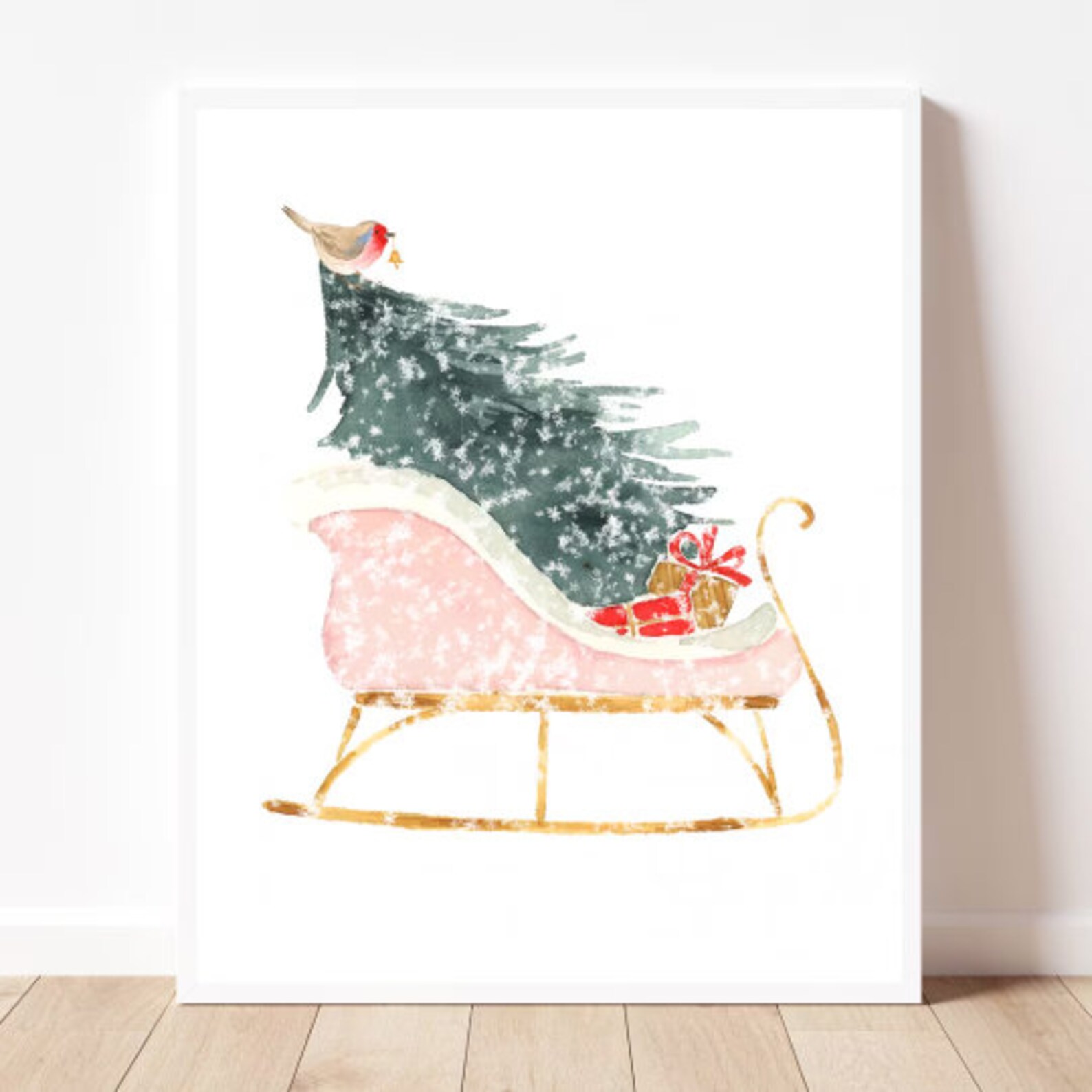 Christmas Sleigh Decor Santa Sleigh Pink Christmas Decor Christmas