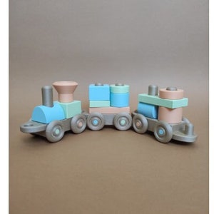 Wooden Stacking Train 3D Printed PLA Plastic Baby Kid Toy Gift Railway Children