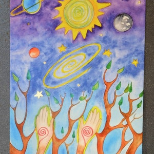 Reproduction maxi carte "Ciel", réhaussée de dorures, édition limitée, Cosmos, Planète