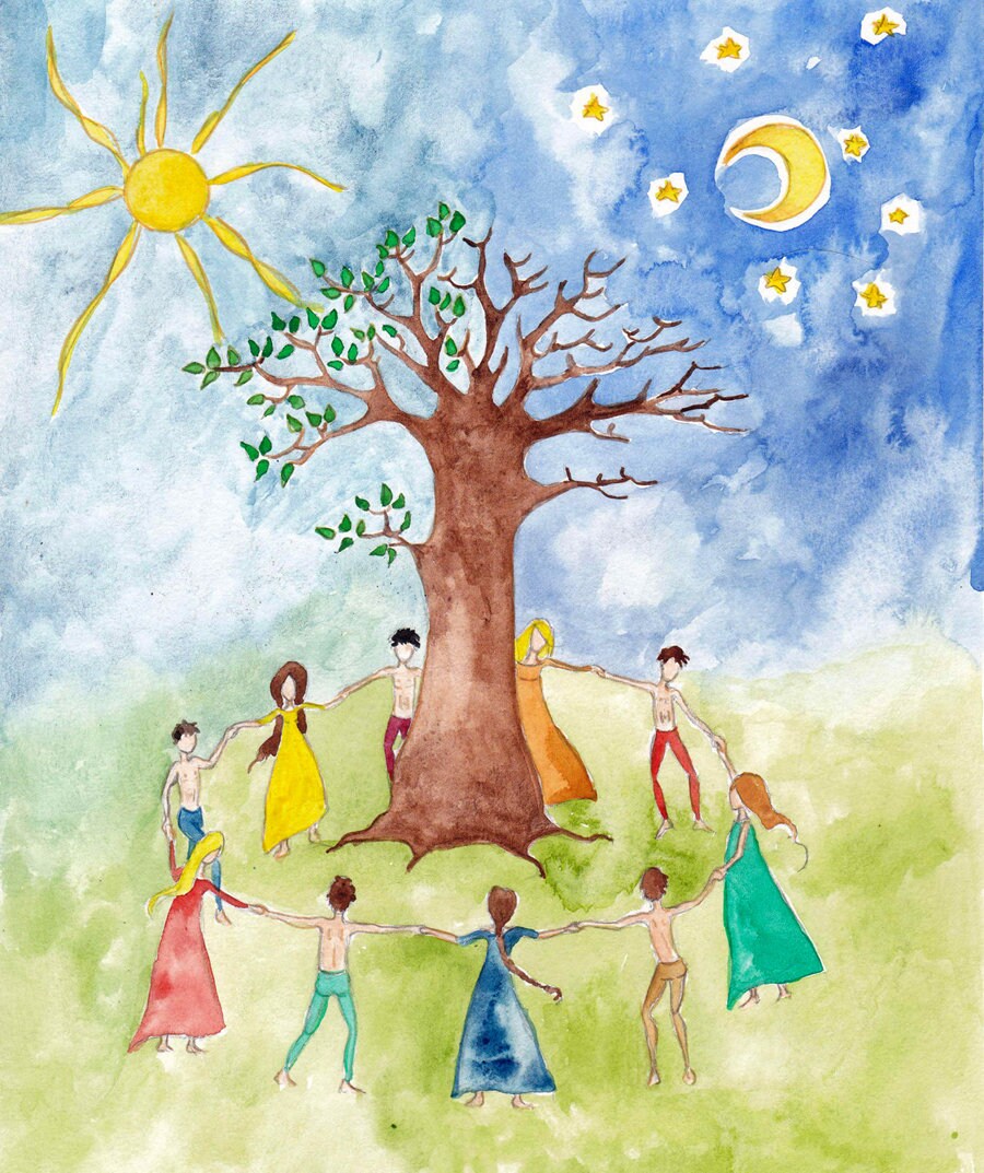 Aquarelle Originale A4 Ronde de Mai