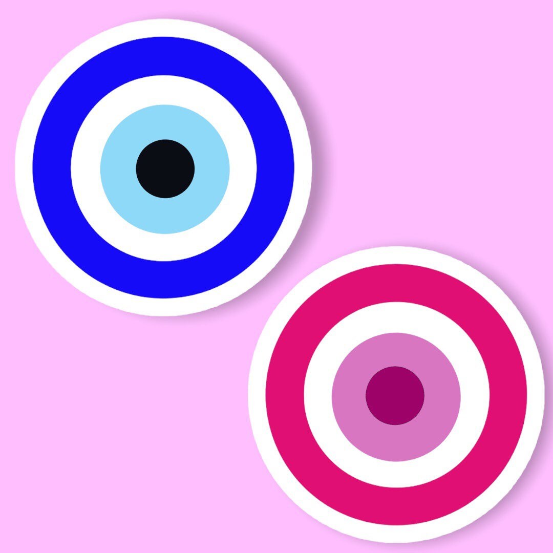 Evil Eye Sticker Blue And Pink Evil Eye Sticker Matte And Etsy