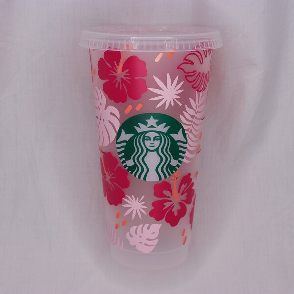 Hibiscus Starbucks 24oz Cold Cup// Hawaiian Tropical Cup// Hawaiian Flower// Summer Cup// DKDeesigns