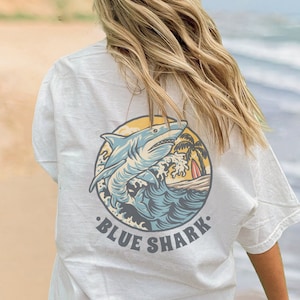 Shark Surf Tee Oversize T Shirt Trendy Shirts California Surf Shirt Gift Aesthetic Clothing Sorority Girl Tee Vsco Clothing Tumblr Shirt Y2k