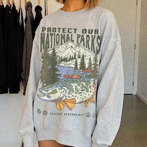 90年代の国立公園ユニセックススウェットシャツ、グラノーラガールシャツ、地元の野生動物を尊重するプルオーバー、ハイキングキャンプウェア、ワンダーラストシャツ