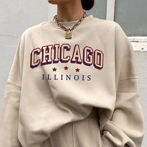 Chicago Sweatshirt | Chicago Sweater | Chicago preppy Shirt | Chicago Illinois  Crewneck Chicago Pullover Chicago Illinois City Gift, state