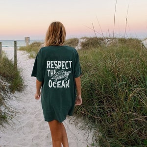 T shirt Ocean Surfing  Shirt With  Words On Back Sea Turtle Shirt Beach Clothing Instagram Shirt VSCO Trendy Shirts