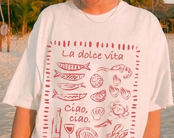 La Dolce Vita, Camisa Comfort Colors Italy, Ciao Bella, Sardinas, Chica Tomate Verano, Camisa de Pescado enlatado, Conjunto inspirado en el océano
