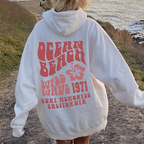Ocean Beach Hoodie Aesthetic Hoodie Tumblr Sweatshirt CA Surf - Etsy
