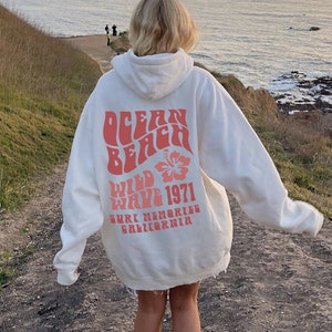 Ocean Beach Hoodie Aesthetic Hoodie Tumblr Sweatshirt CA Surf Tee Trendy Oversized Hoodie Coconut Hoodie