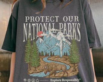 Camiseta Rustic National Parks Comfort Colors® Camiseta Granola Girl Camiseta Respeta la fauna local Ropa para senderismo y acampada Camiseta Wanderlust