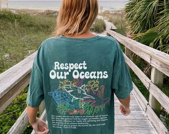 T Shirt Oceans Comfort colors Tee Ocean lover gift Vintage Look Shirt Save The Oceans Shirt Preppy Shirt for Woman Surfer Shirt Beach Shirt