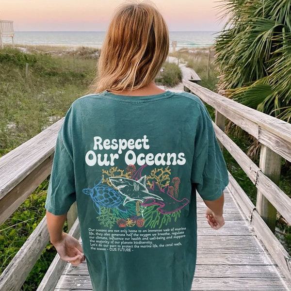 T Shirt Oceans Comfort colors Tee Ocean lover gift Vintage Look Shirt Save The Oceans Shirt Preppy Shirt for Woman Surfer Shirt Beach Shirt