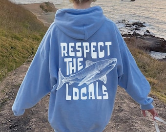 Sweat à capuche Respect The Locals Sweat à capuche de surf Sweat-shirt Save The Shark Pull oversize à capuche Vsco Pinterest Vêtements