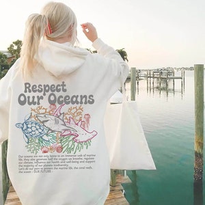 Respect Our Oceans Hoodie | Shark Hoodie | Save The Ocean | Respect The Locals Hoodie | Marine Biologist | Surfing Hoodie | Shark Lover Gift