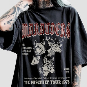 70s Wizards Marauders World Tour Tee;  Comfort Colors® Pottery Tee - ATYD T-Shirt - Subtle HP Shirts