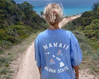 Hawaii Mappa Tee Beach Bum Tee Camicia da ragazza di cocco Abbigliamento alla moda Maglietta Aloha State Maglietta Aloha Girls Pinterest Camicie