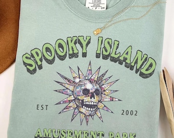 Camiseta Disco Skull Comfort Colors 100% algodão americano, camiseta assustadora dos anos 90, camiseta retrô de desenho animado, presente de Halloween, Halloween retrô