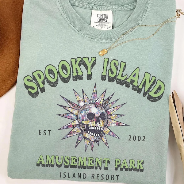 Disco Skull Comfort Colors %100 US Cotton shirt 90s Spooky Island Tee, Retro Cartoon  Movie T-shirt, Halloween Gift, Retro Halloween
